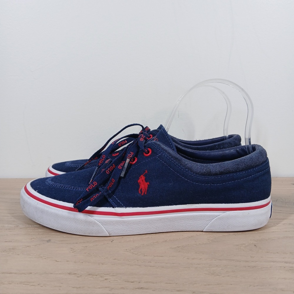 Polo Ralph Lauren Sneakers Men 40.5 Blue Canvas Lace Up Preppy Streetwear